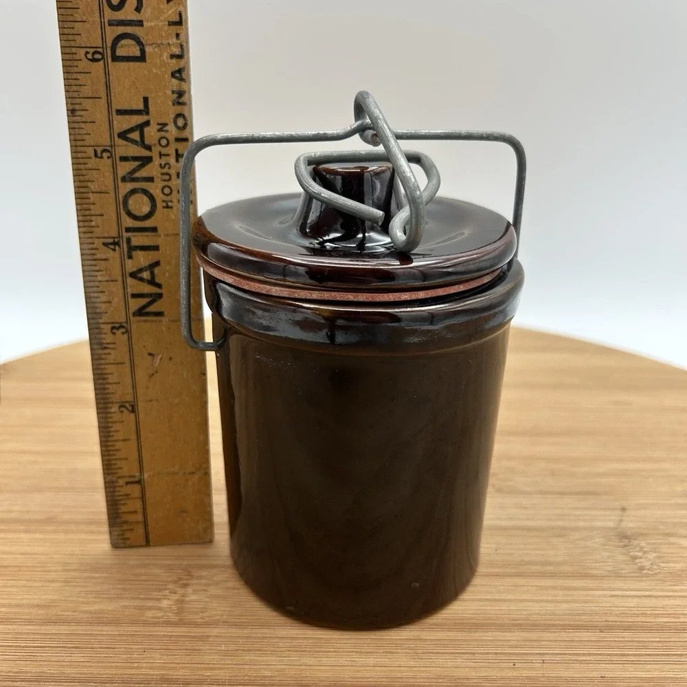 Vintage Brown Stoneware Cheese Crock‎ 5